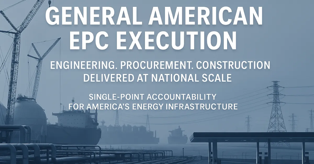General American EPC contractor delivering engineering, procurement, and construction services for national CNG infrastructure, LNG export terminals, carbon capture hubs, and energy systems